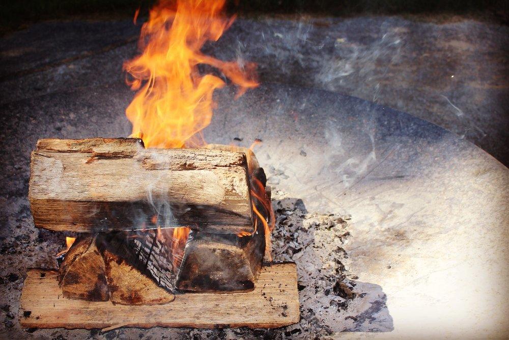 Cooking over shop wood fire