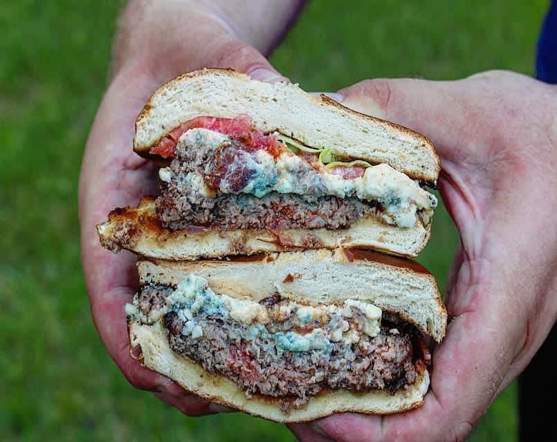 Red, White & Bleu Cheese Bacon Burger - Over The Fire Cooking