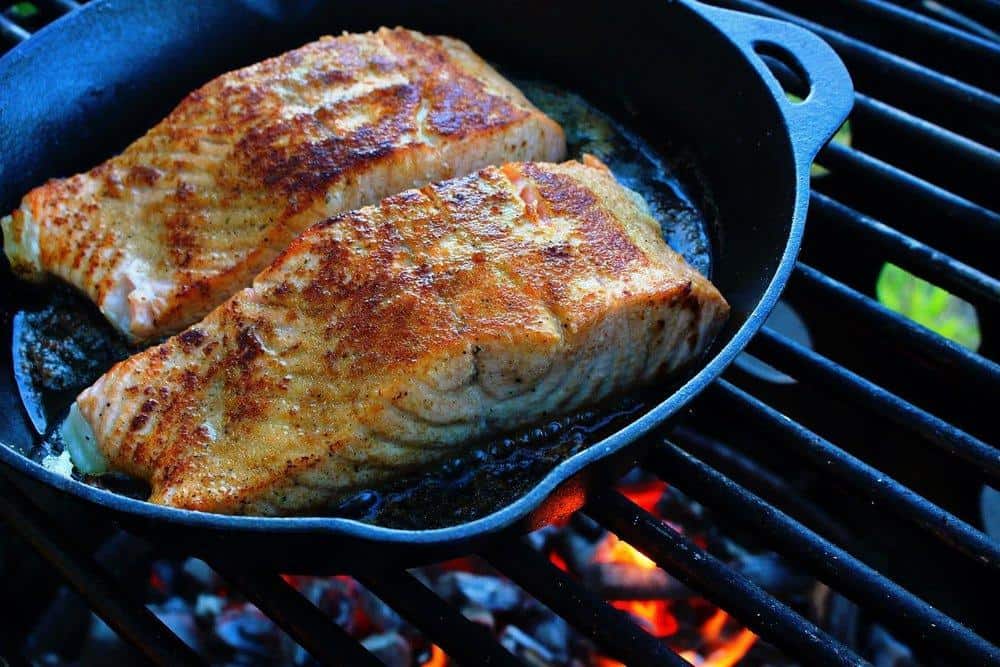 salmon in cast iron skillet