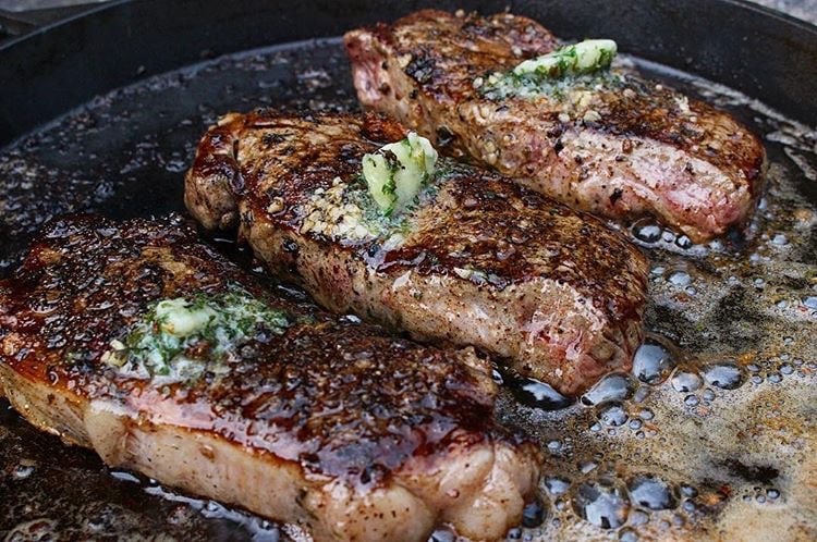 Cast Iron Steaks with Herb Butter