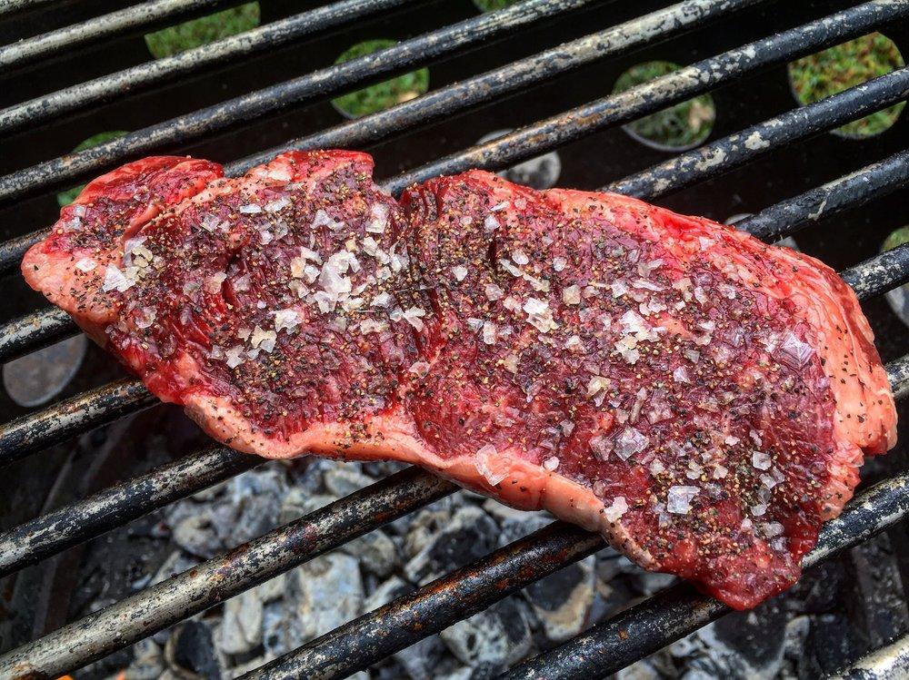 steak on grill