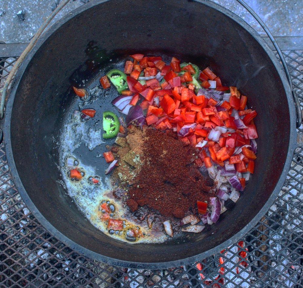  Veggies & spices being roasted. 