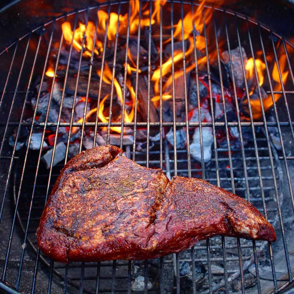 tri tip smoking with wood chunks