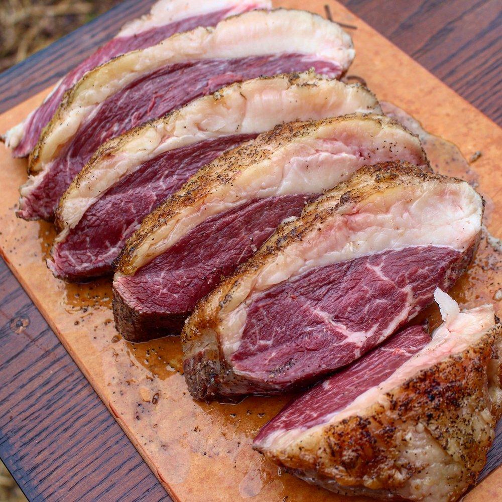  Sliced into sirloin cuts. 