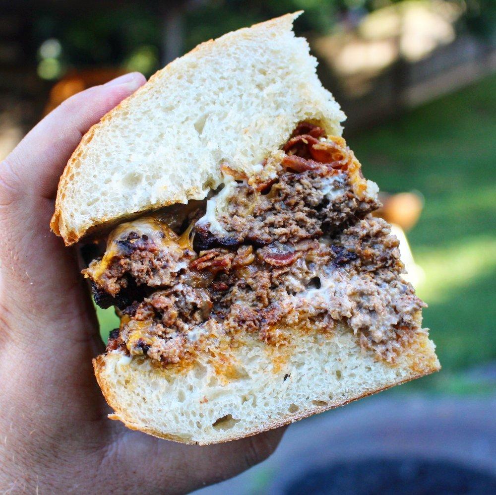  Mega Bacon Cheeseburger ready to be devoured! 