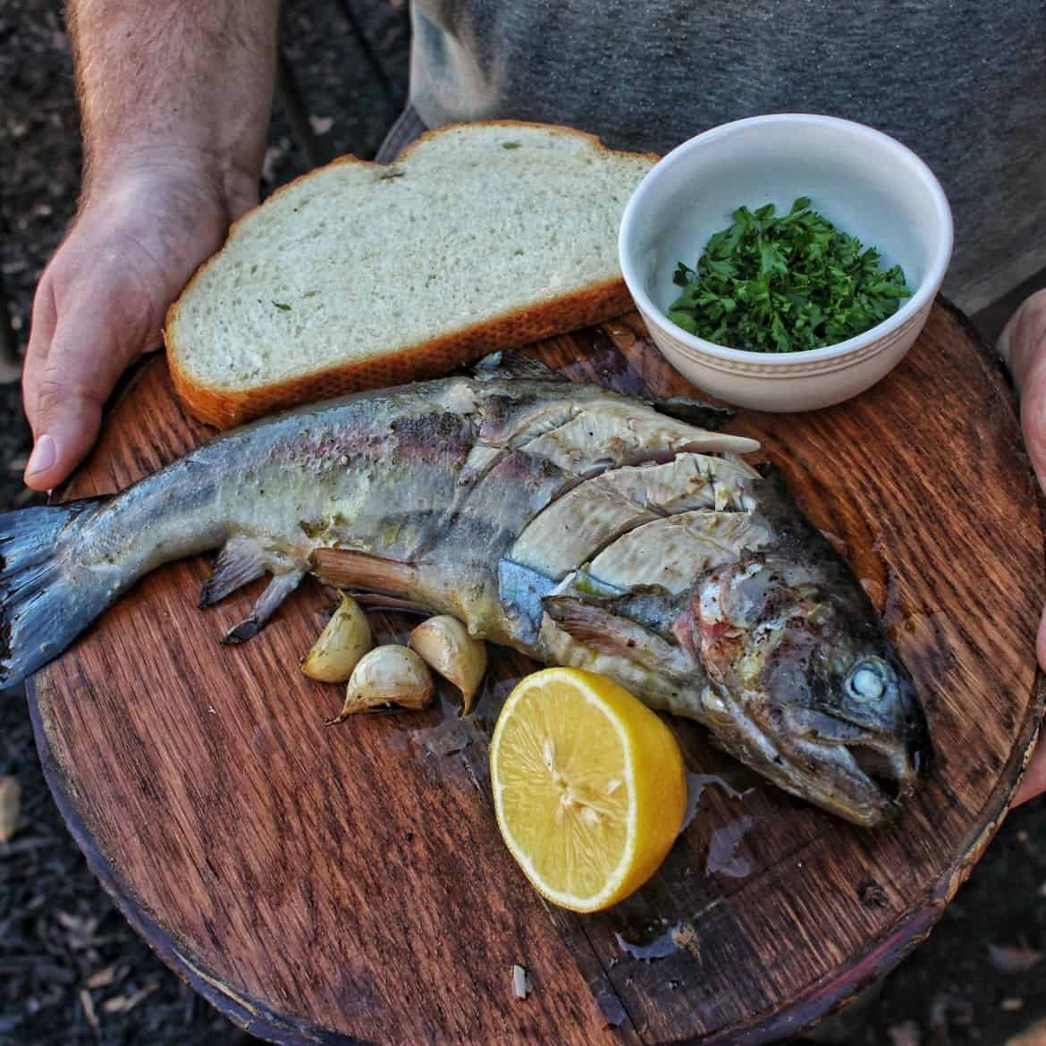 cast iron trout ready to eat