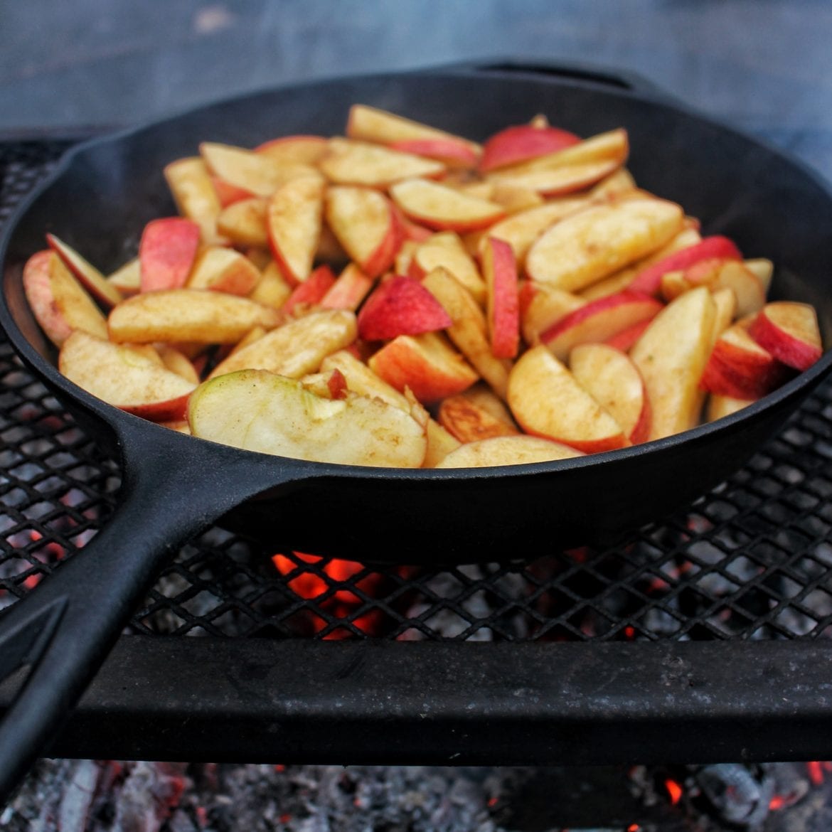 Apples sautéing over the fire