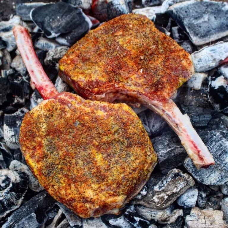 Tomahawk Pork Chops Recipe Over The Fire Cooking