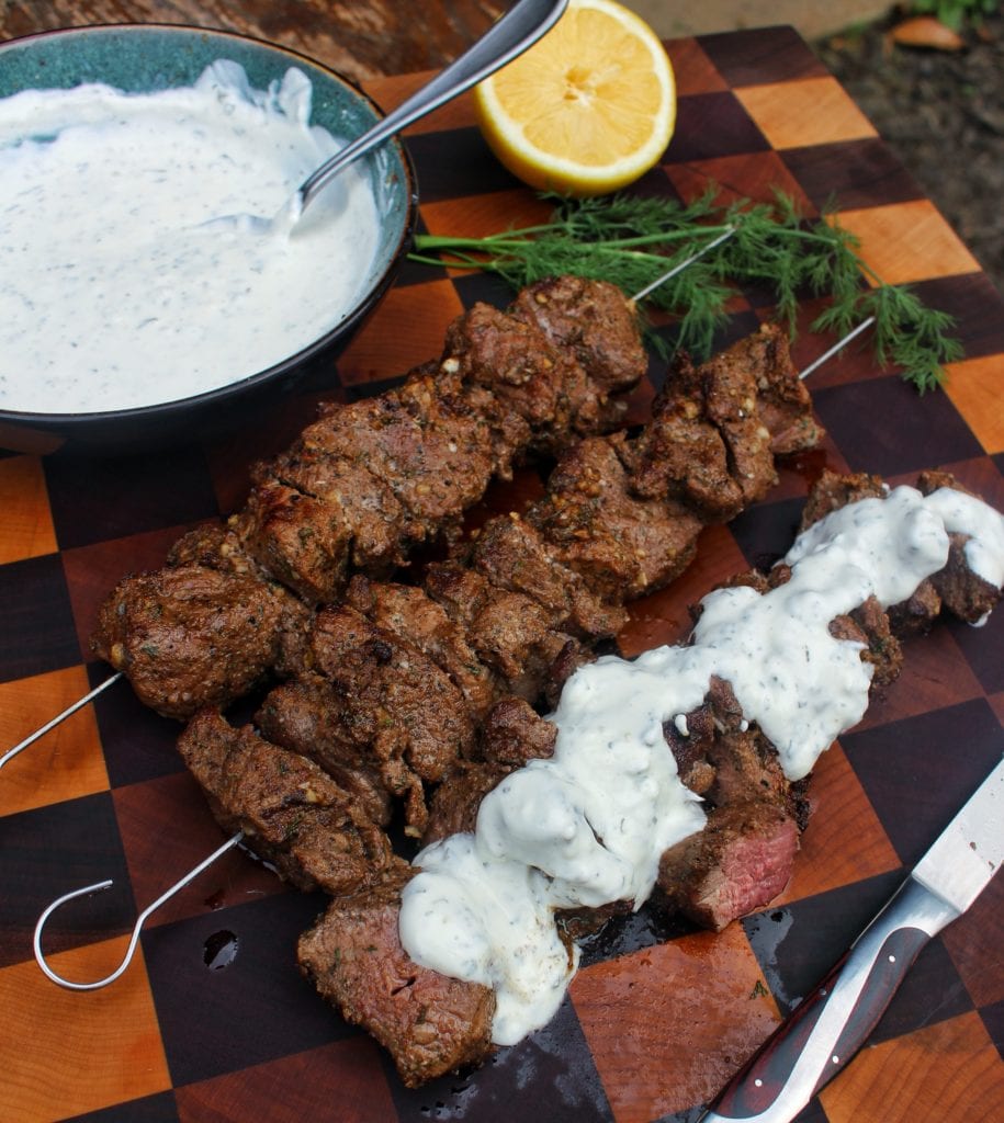 sliced lamb kebabs