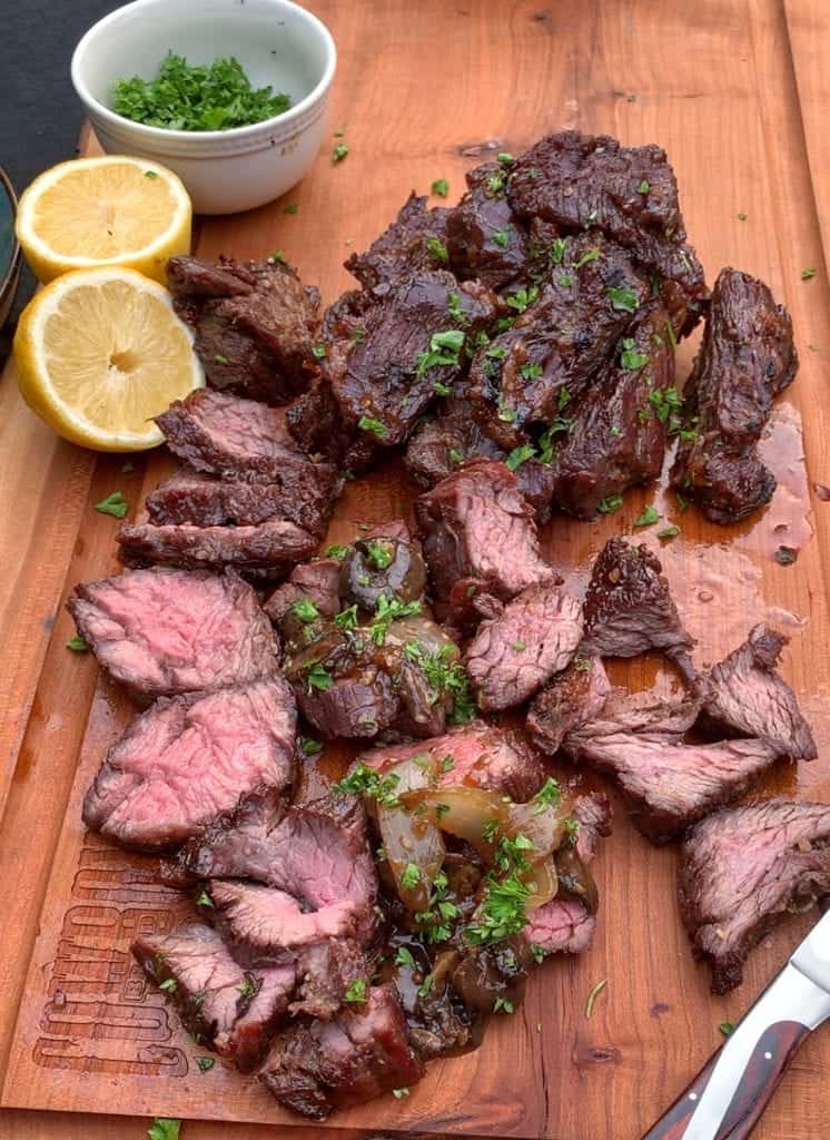 Ready to eat the Teriyaki Bourbon Flap Steak Tips