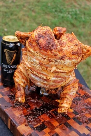 Guinness and Bacon Beer Can Chicken