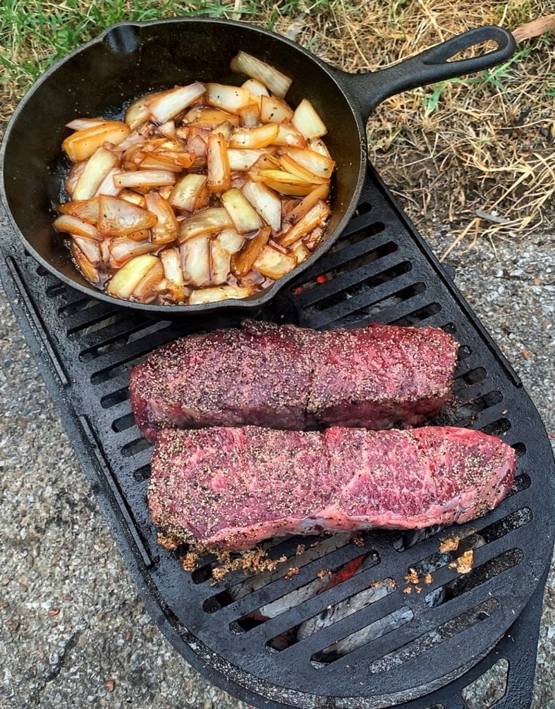 making the sandwich on the grill