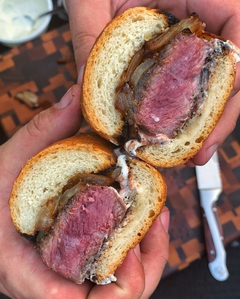 steak wagyu sandwich zabuton mishima reserve fire cooking sponsored