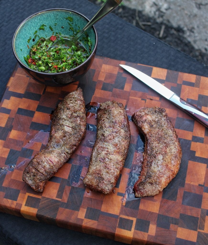 wagyu secreto steak ready to slice