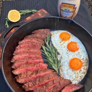 mayonnaise marinated steak and eggs