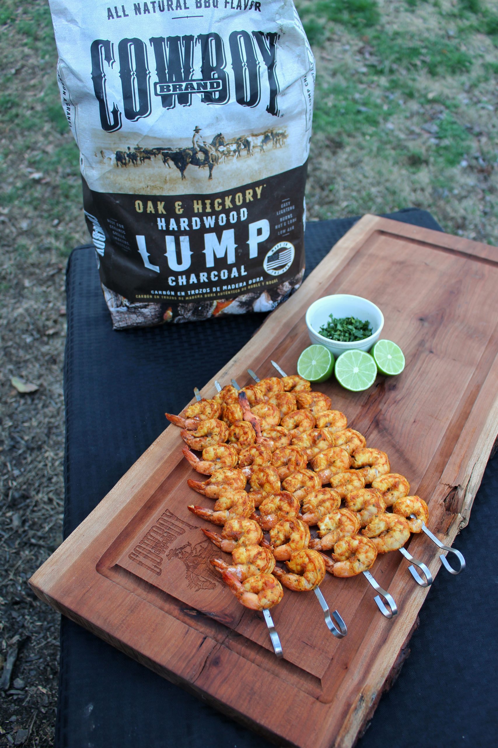 Skewered Shrimp With Coal