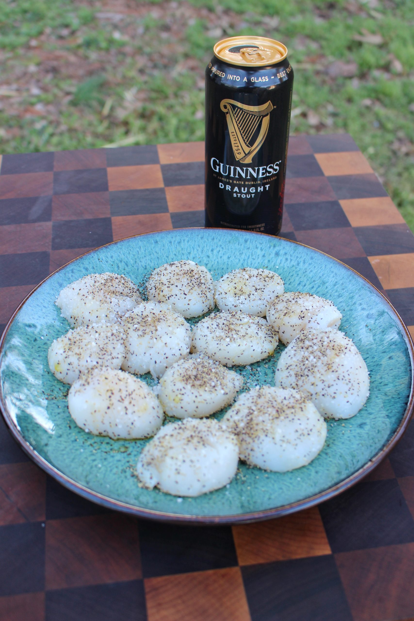 Brown Sugar and Guinness Scallops