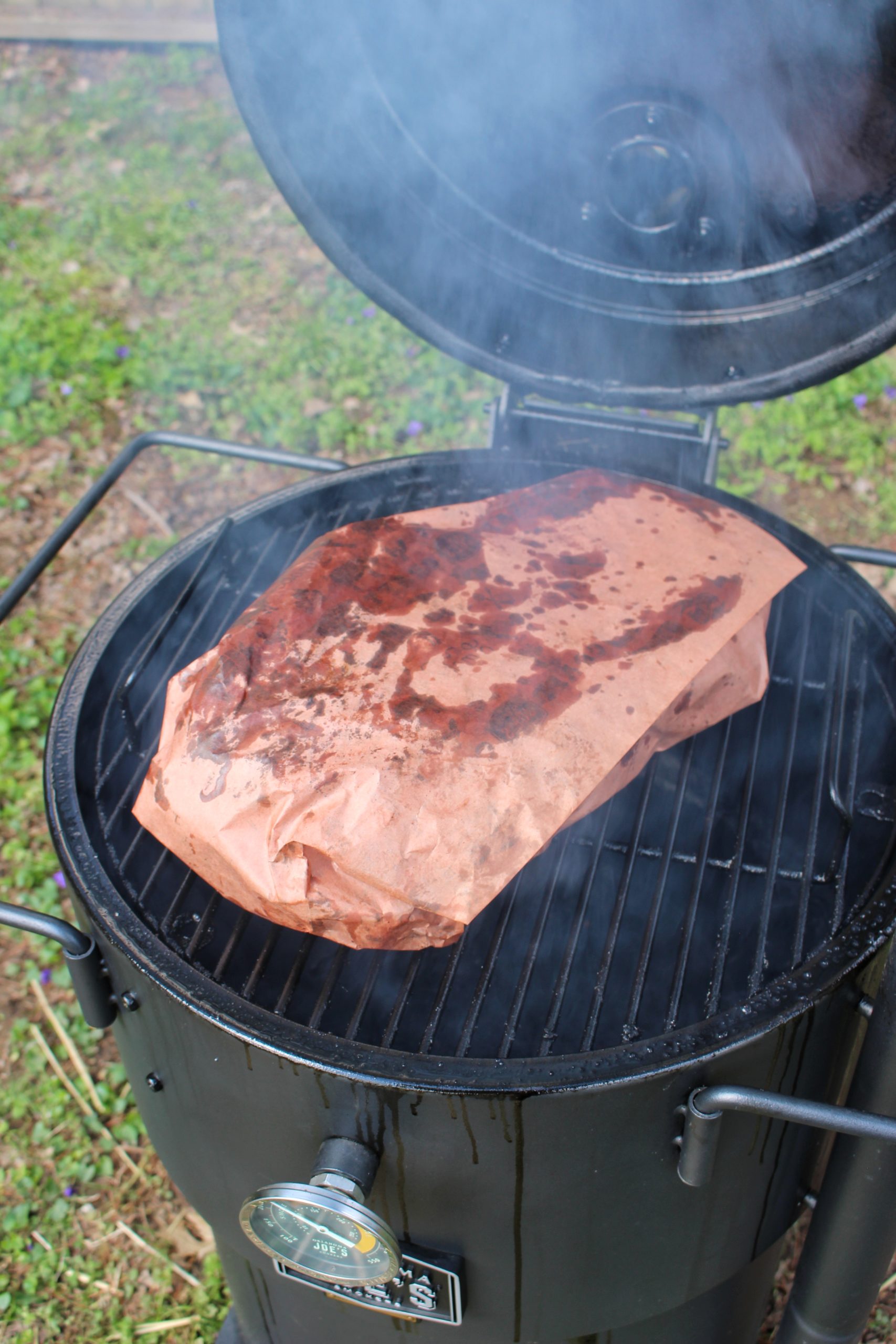 Wrapped the meat and placed it back on the smoker.