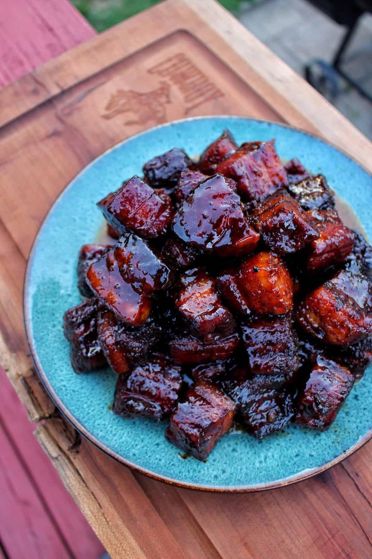 Maple Bourbon Pork Belly Burnt Ends - Over The Fire Cooking