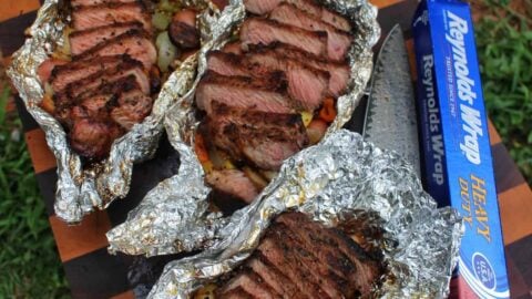 New York Strip Steaks with Veggie Packets