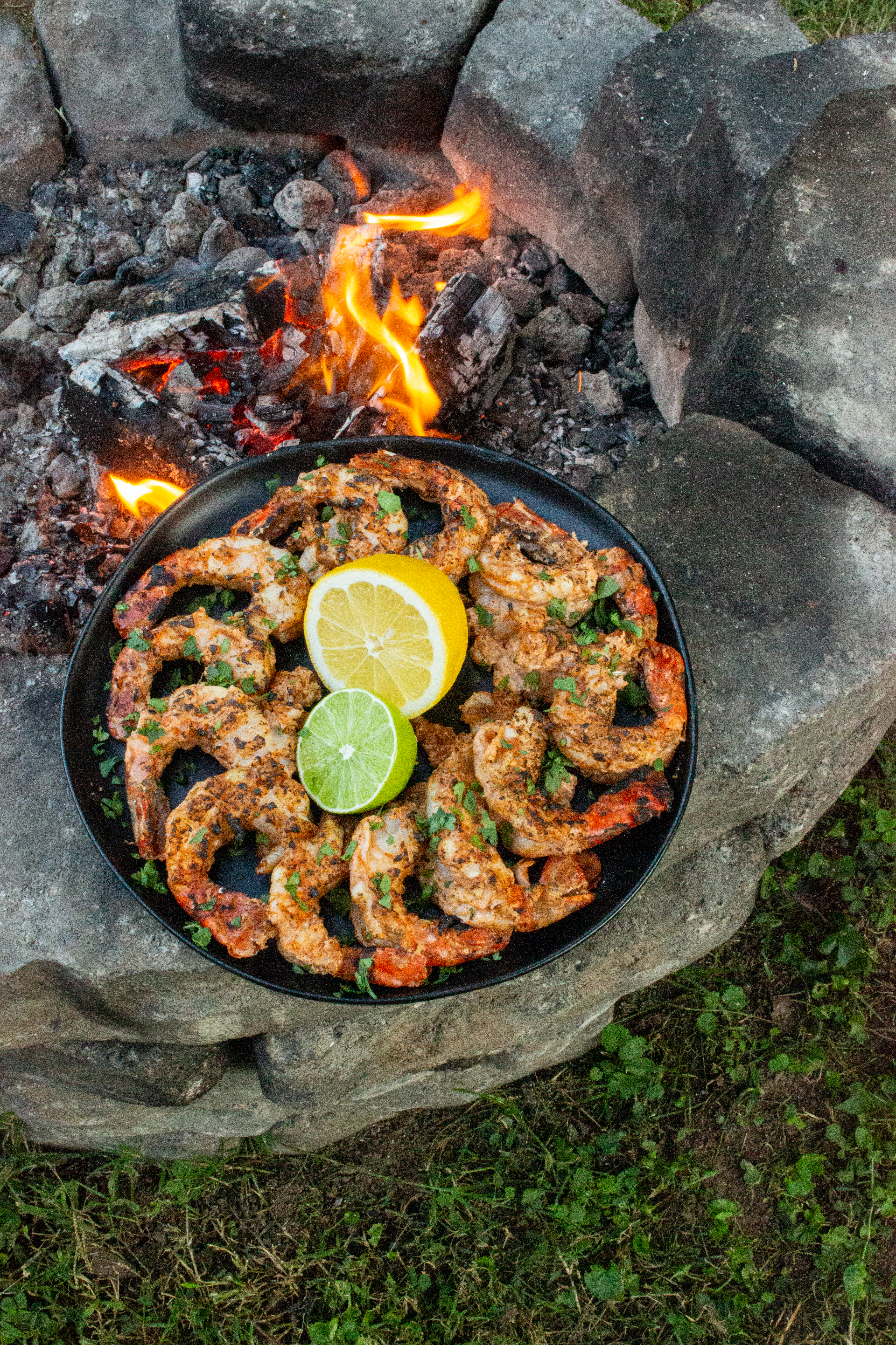 An overhead shot of the Tandoori Shrimp.