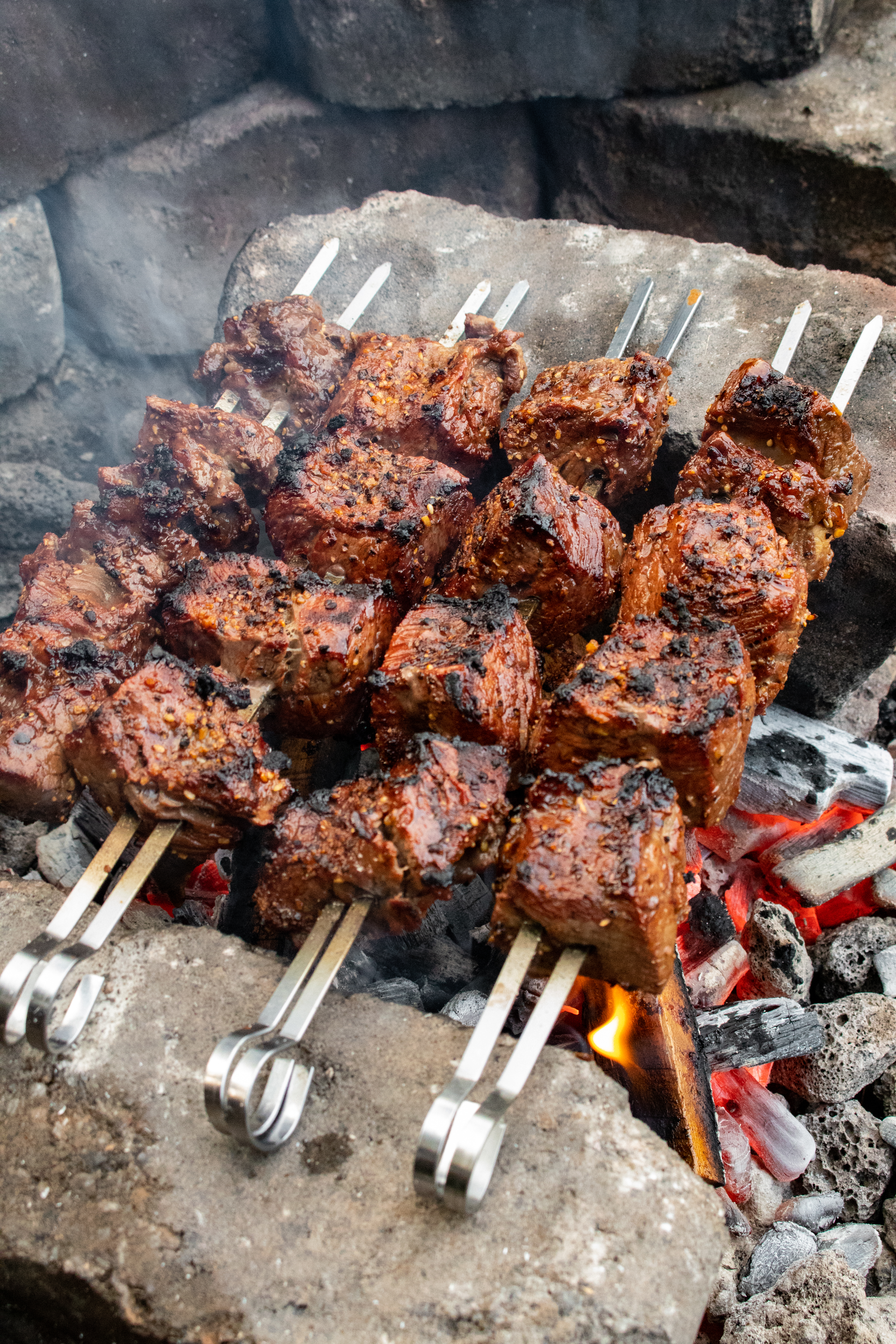 teriyaki bourbon steak skewers