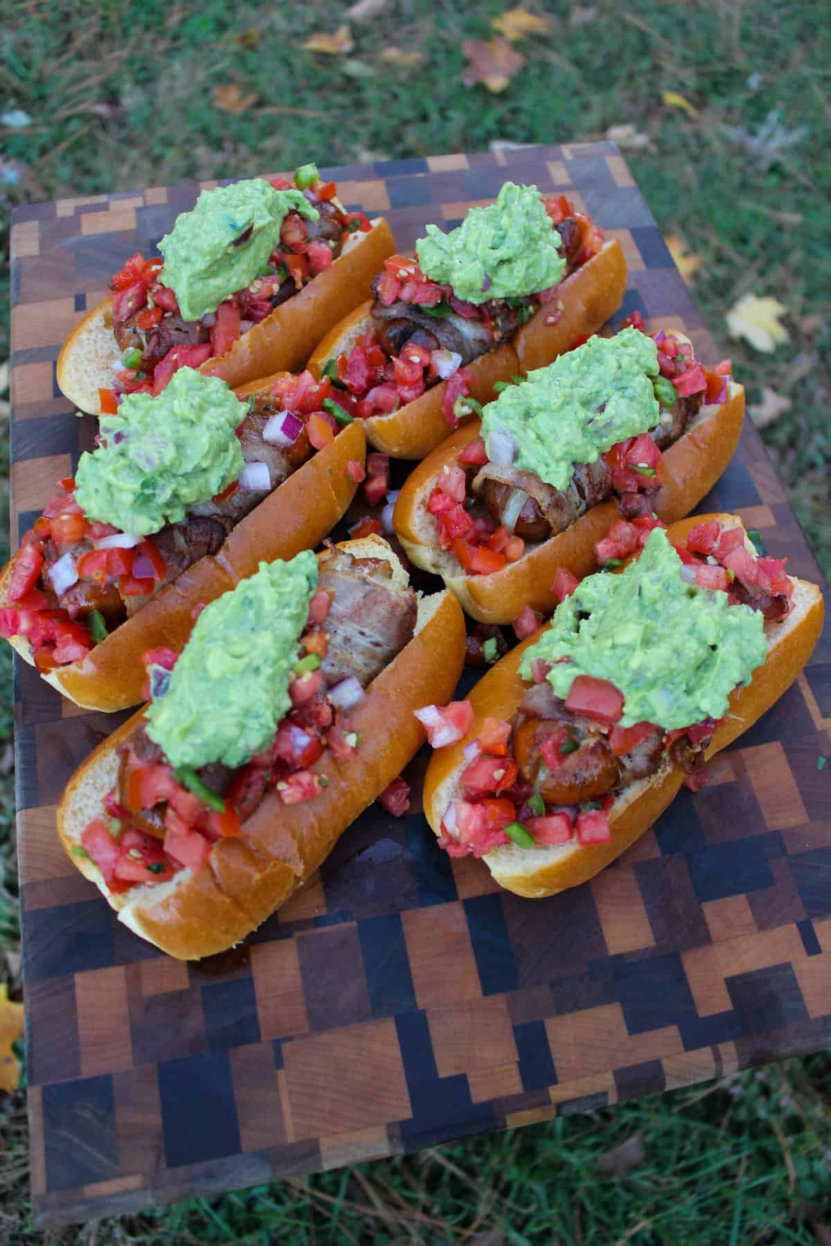 cheesy bacon wrapped chorizo dogs