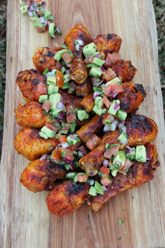 spicy mezcal drumstick skewers