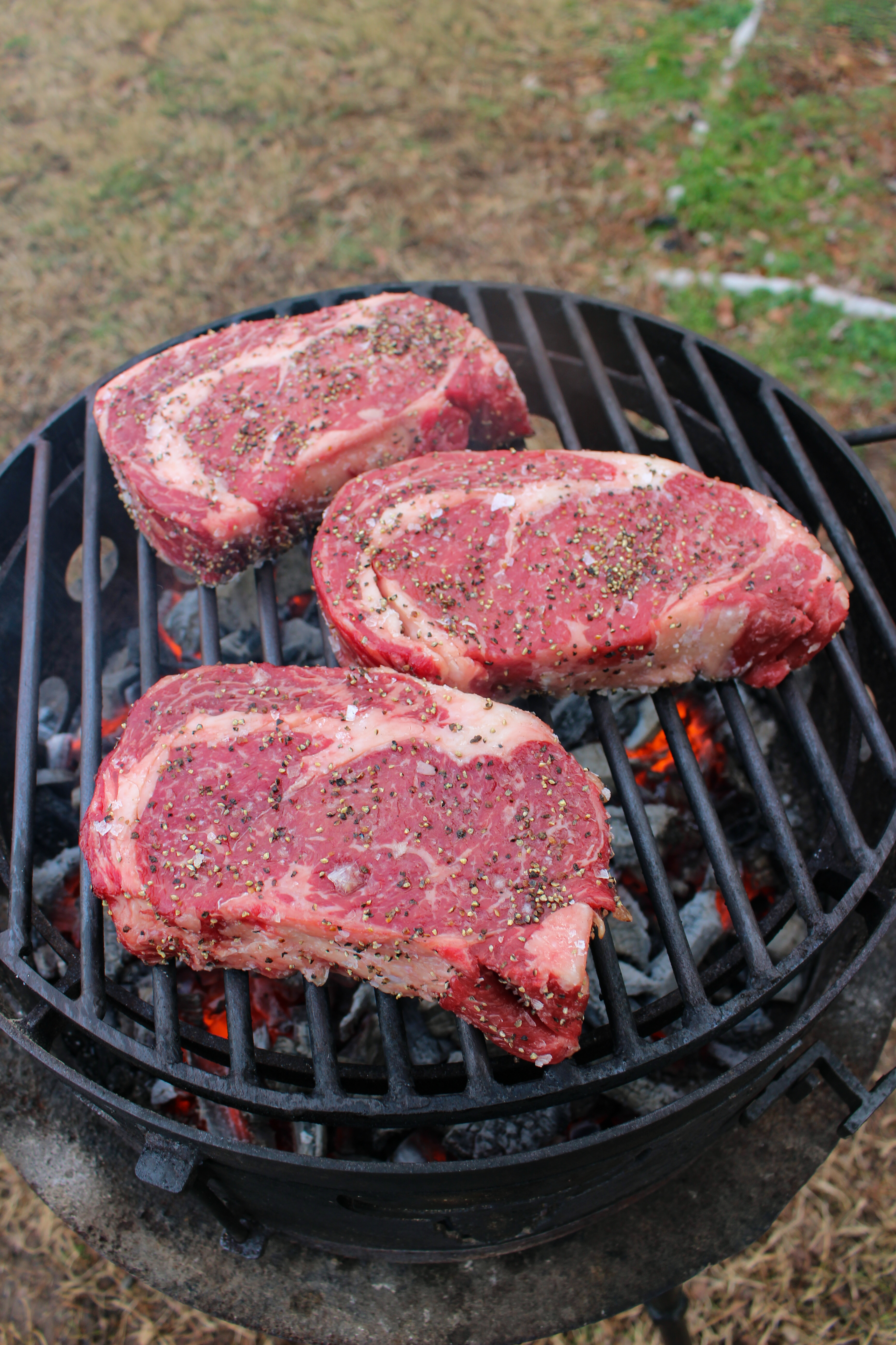 buffalo and blue cheese crusted ribeyes