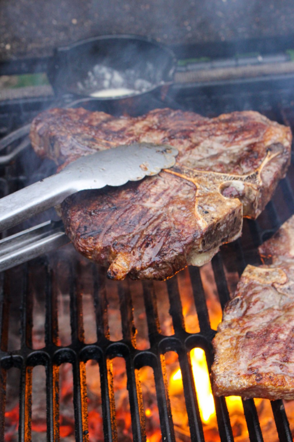 Grilled Steaks with Board Sauce Over The Fire Cooking