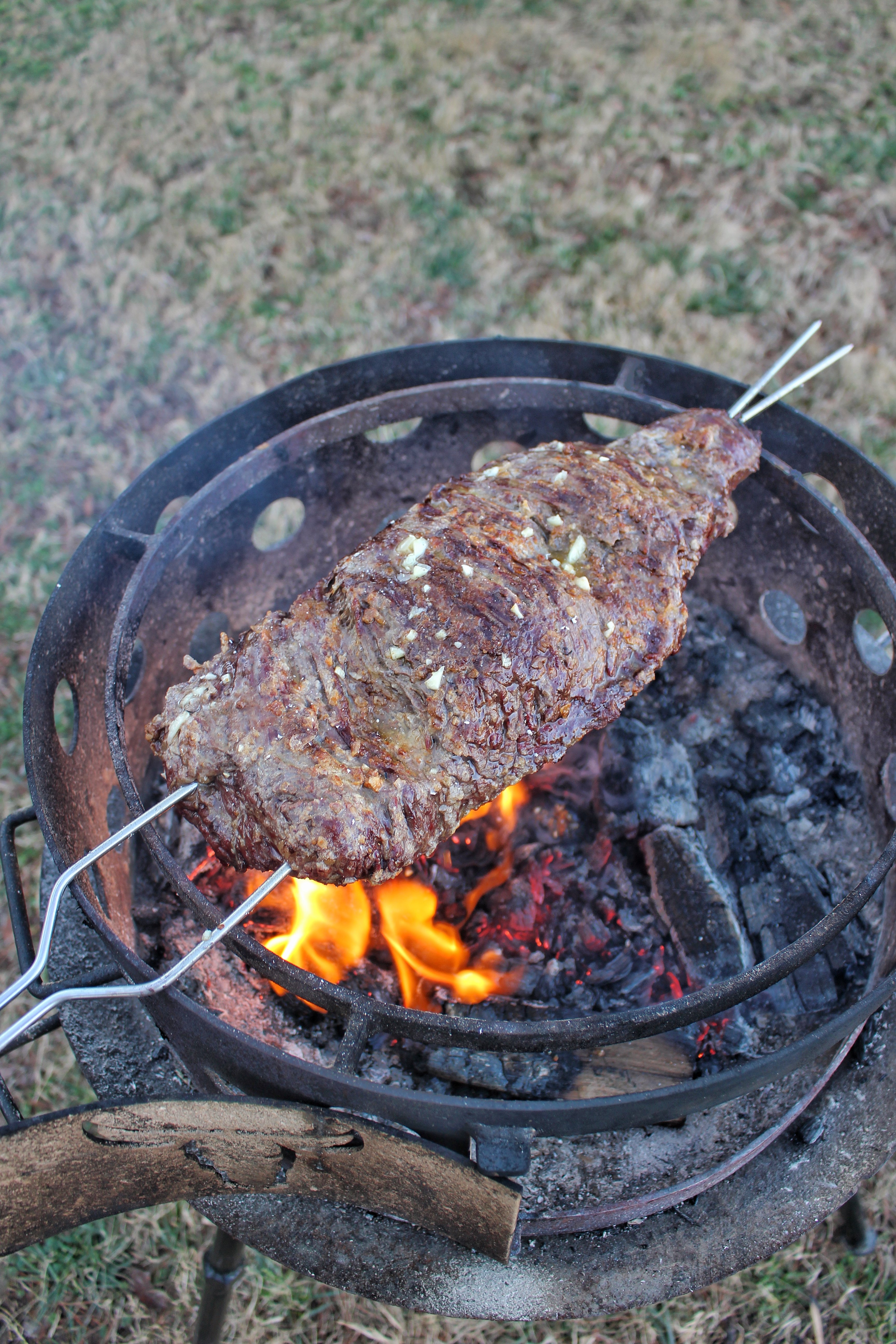 Simple Skewered Flap Steak