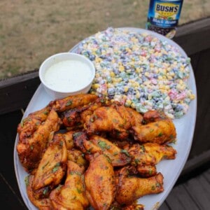 Smoked Citrus Chile Chicken Wings with Black Bean Corn Salsa