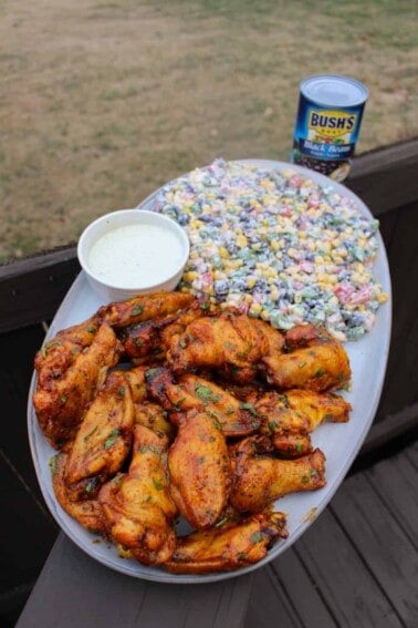 Smoked Citrus Chile Chicken Wings with Black Bean Corn Salsa