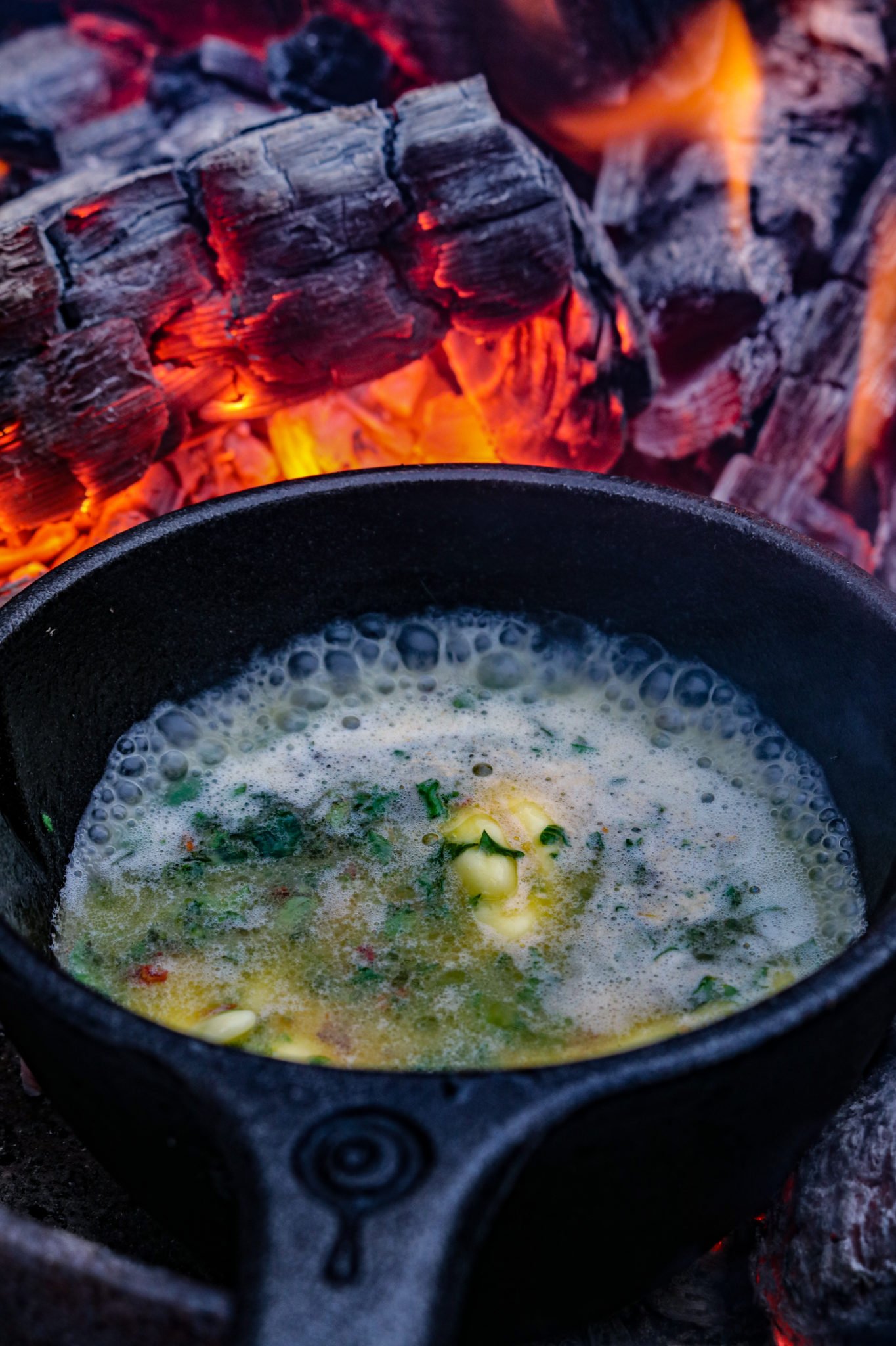 Charred Garlic Butter Shrimp - Over The Fire Cooking