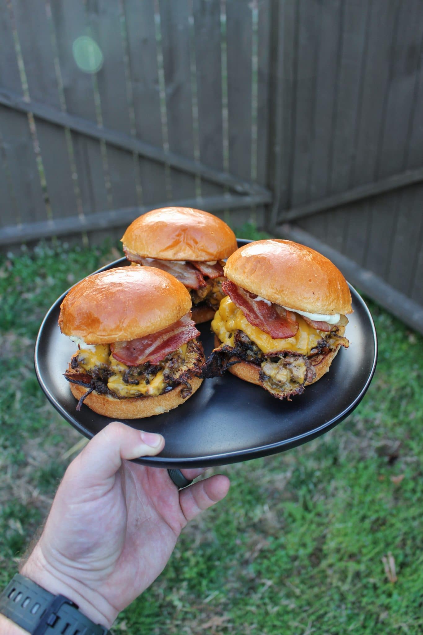 Cheesy Onion Smash Burgers - Over The Fire Cooking