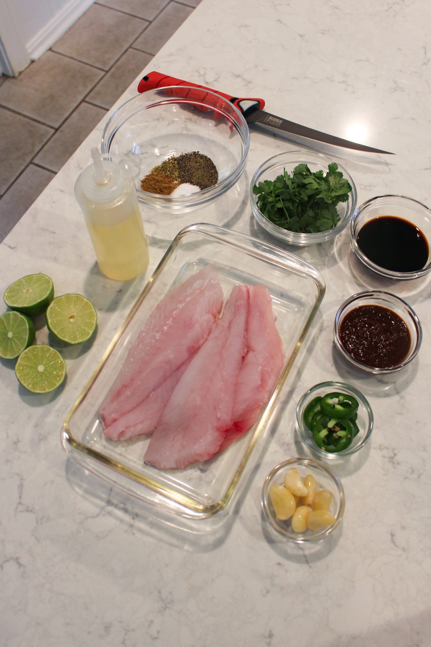 Chipotle Lime Butterflied Red Snapper the prep begins.