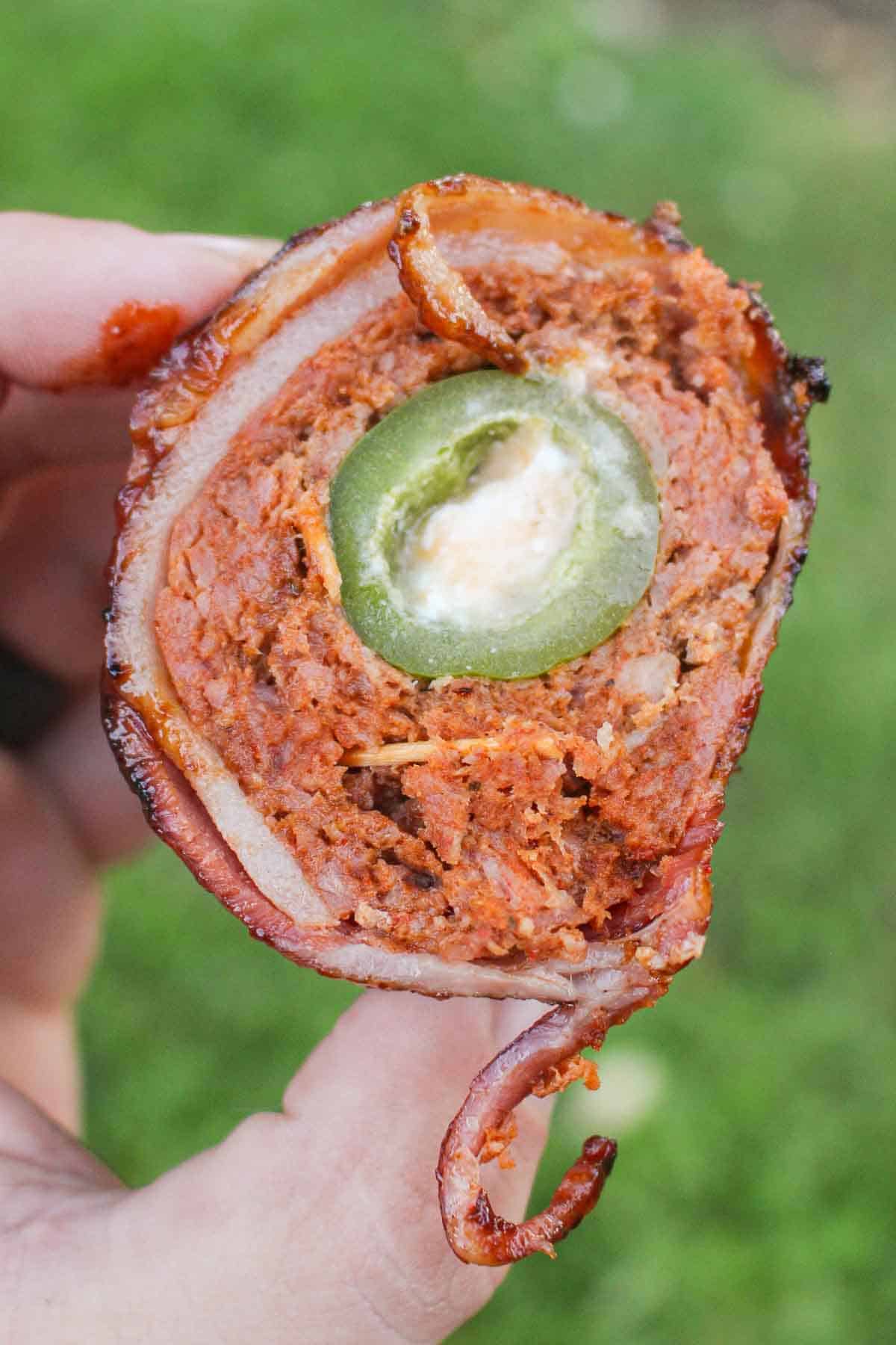 A close up shot of a egg sliced in half.