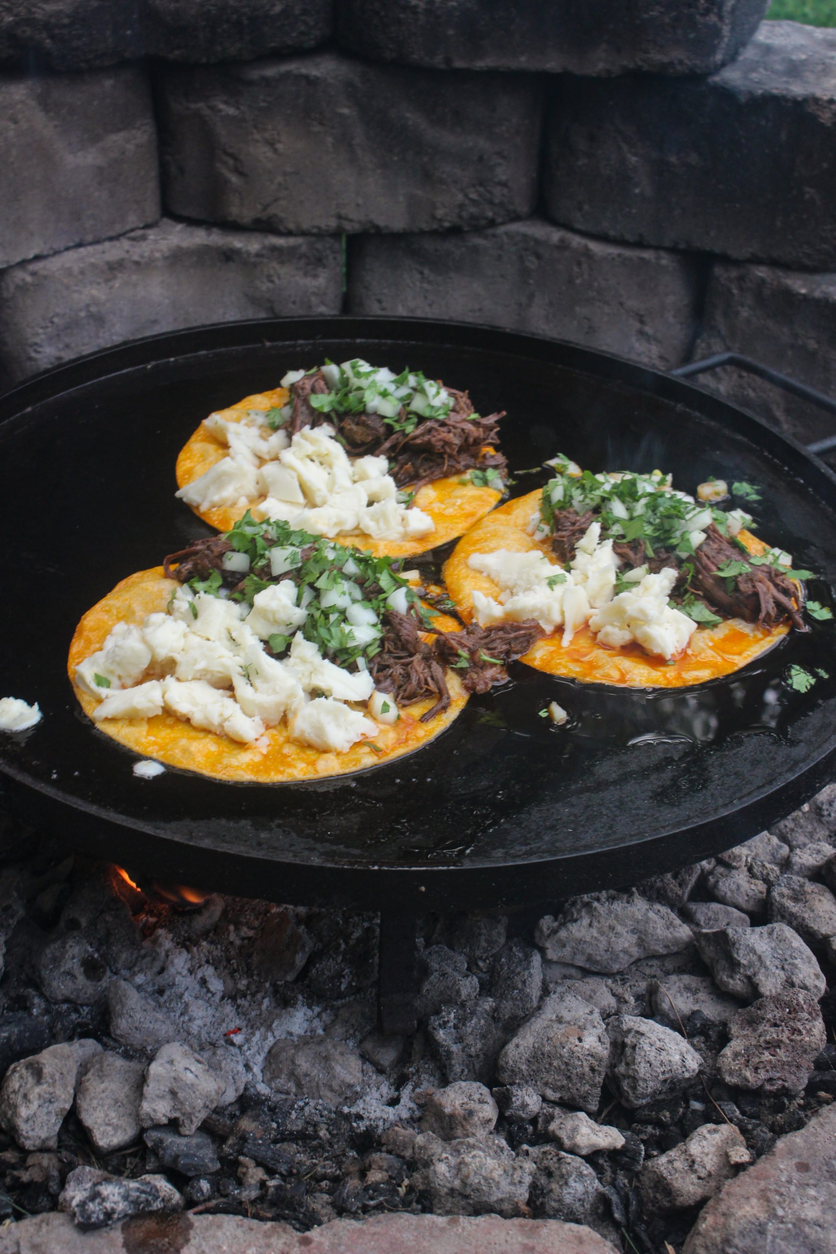 Starting to assemble Quesabirria Tacos.