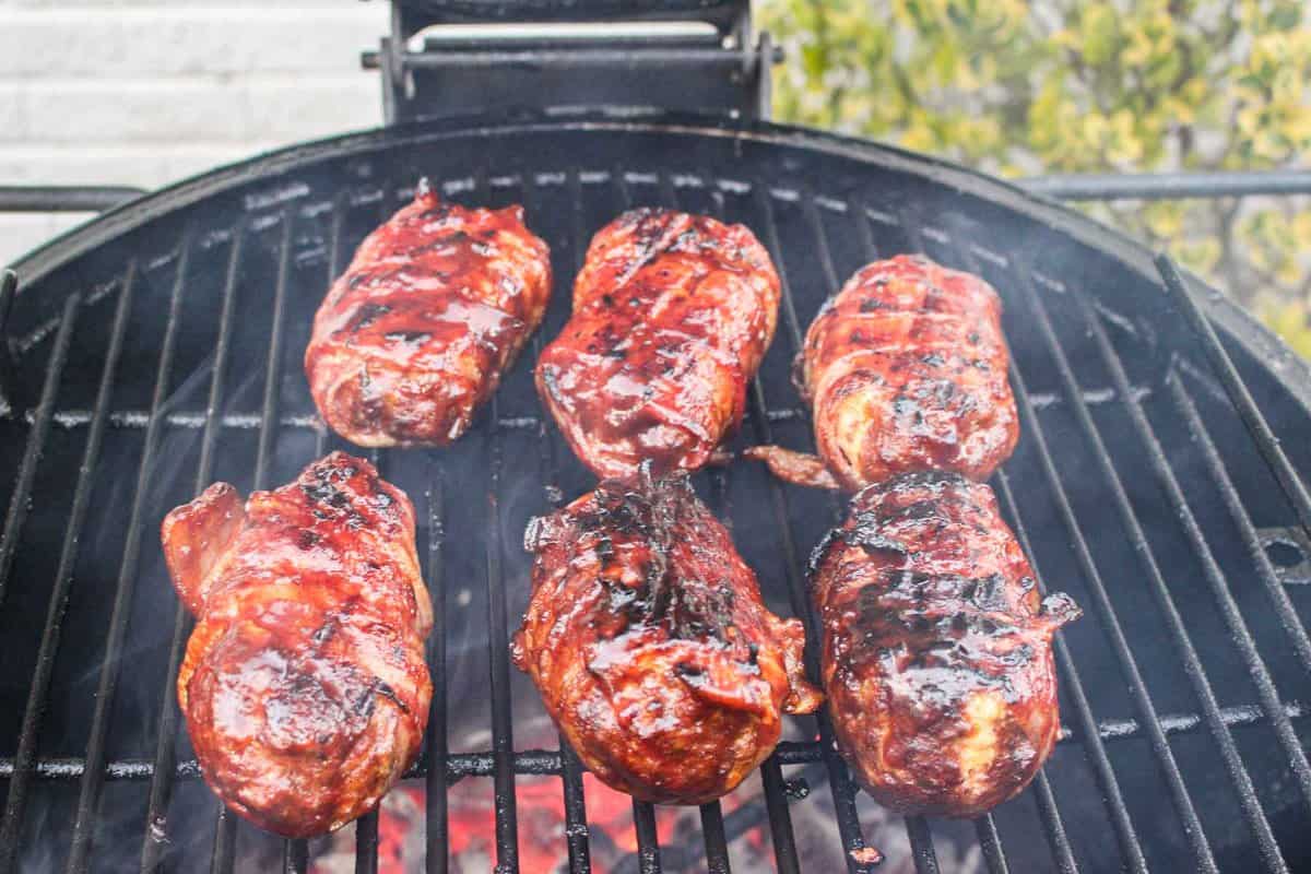 a final sear on the dish to caramelize the bbq  glaze.