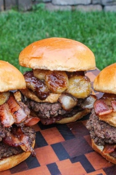 Peanut Butter and Jelly Smash Burgers - Over The Fire Cooking