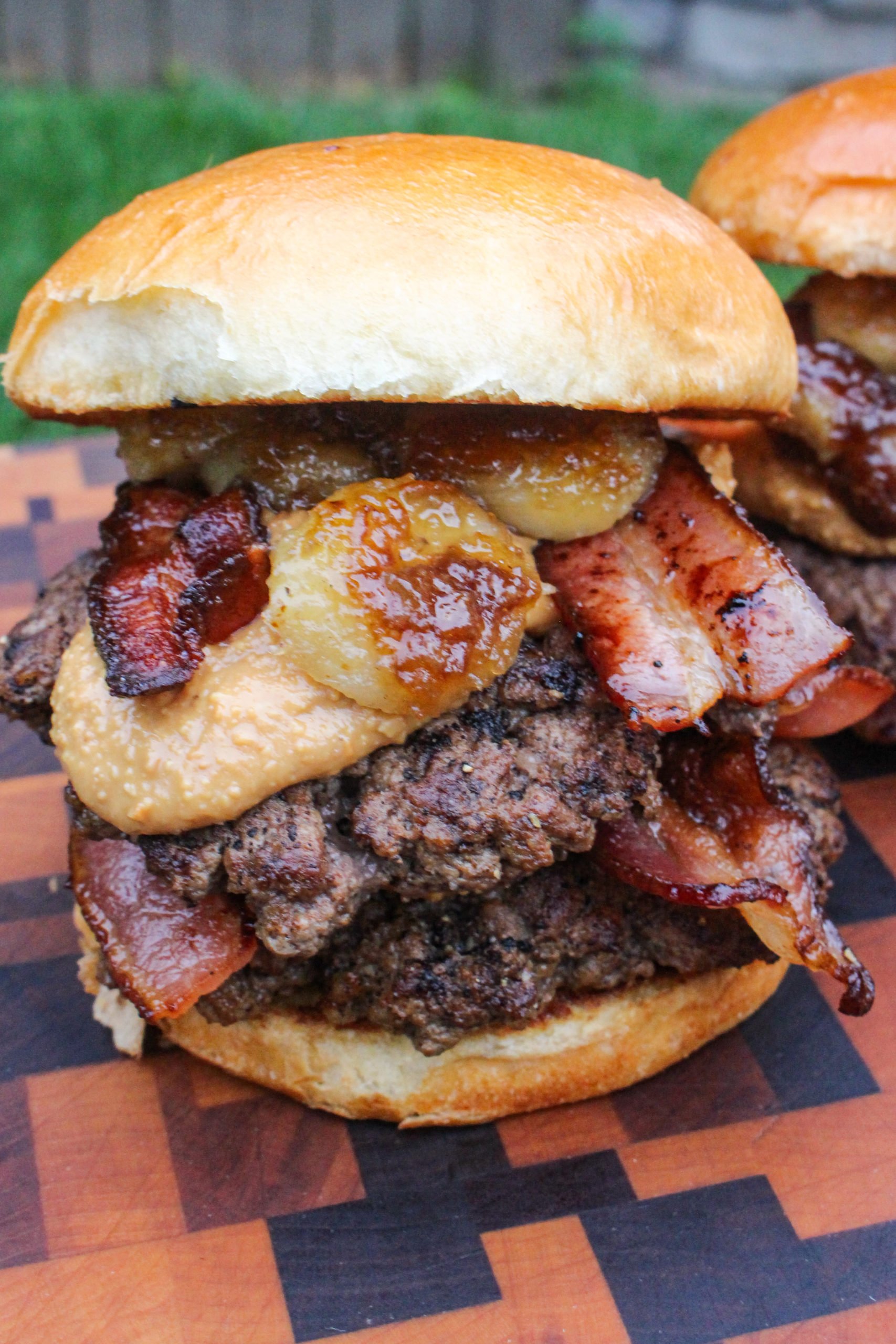 Peanut Butter and Jelly Smash Burgers - Over The Fire Cooking