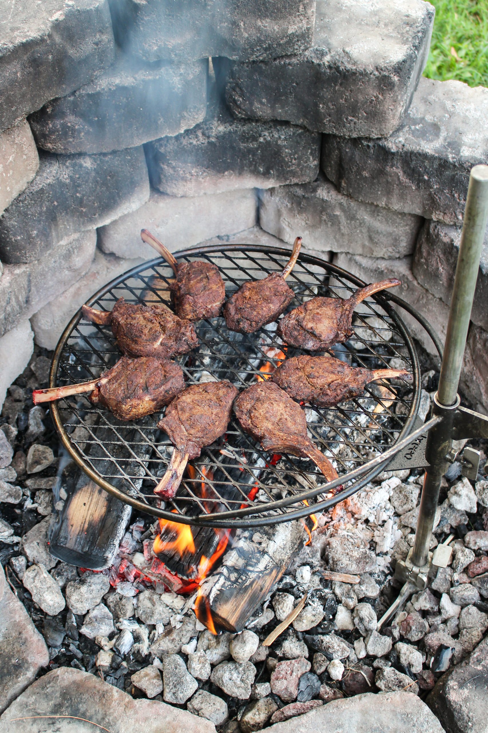 Coffee Crusted Venison Chops on Grill