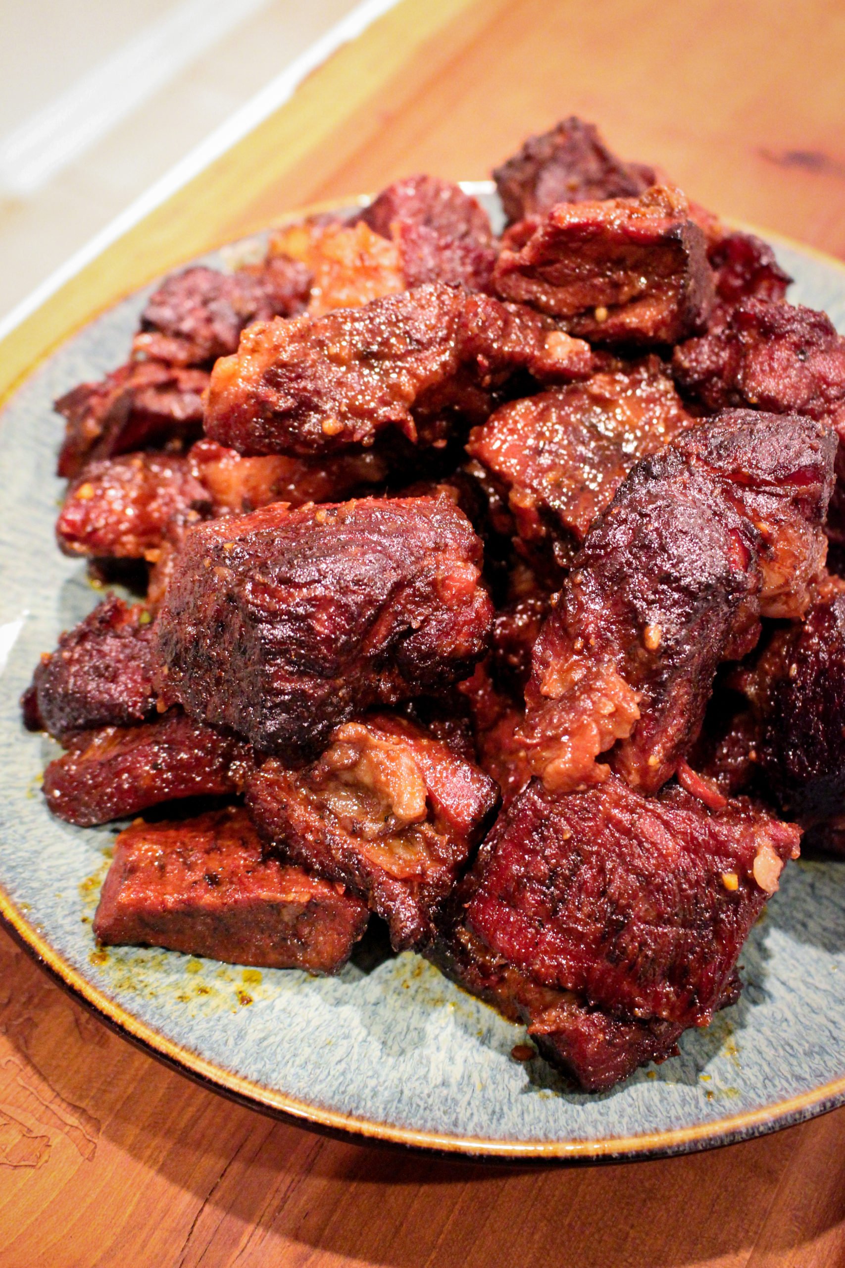 Poor Man's Burnt Ends plated and ready to serve.