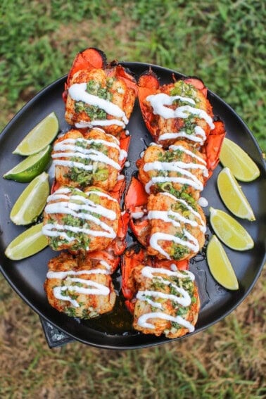 Skewered Grilled Lobster Tails are such a feast and so easy to make on the backyard grill!
