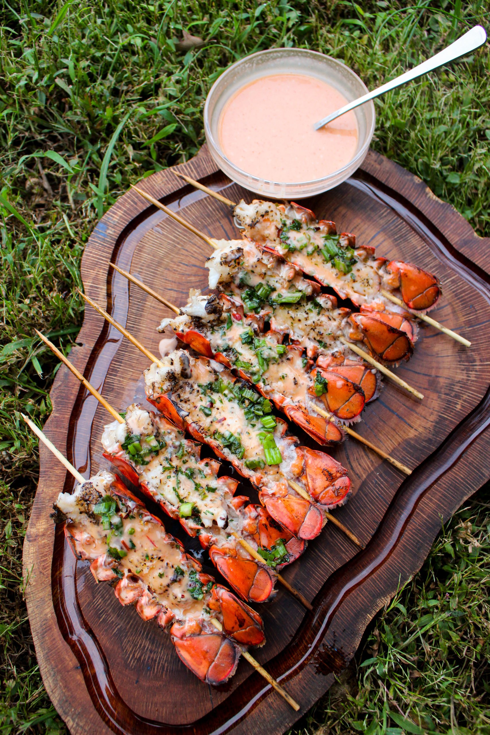 Lobster Skewers with Bang Bang Sauce