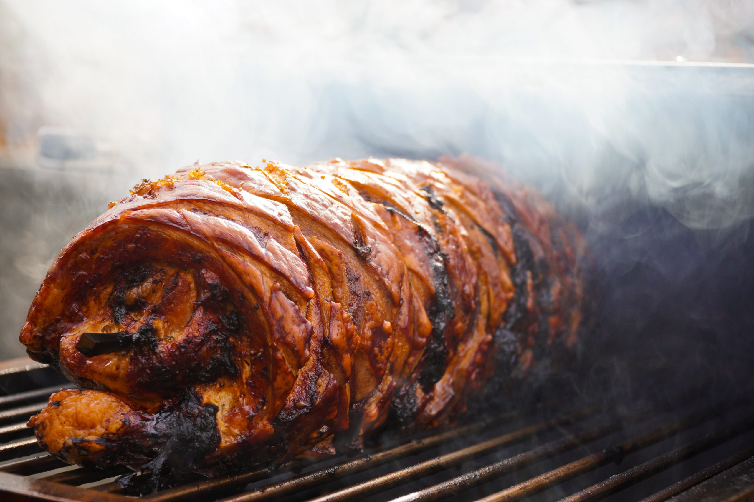 Stuffed Chorizo Porchetta on the smoker.