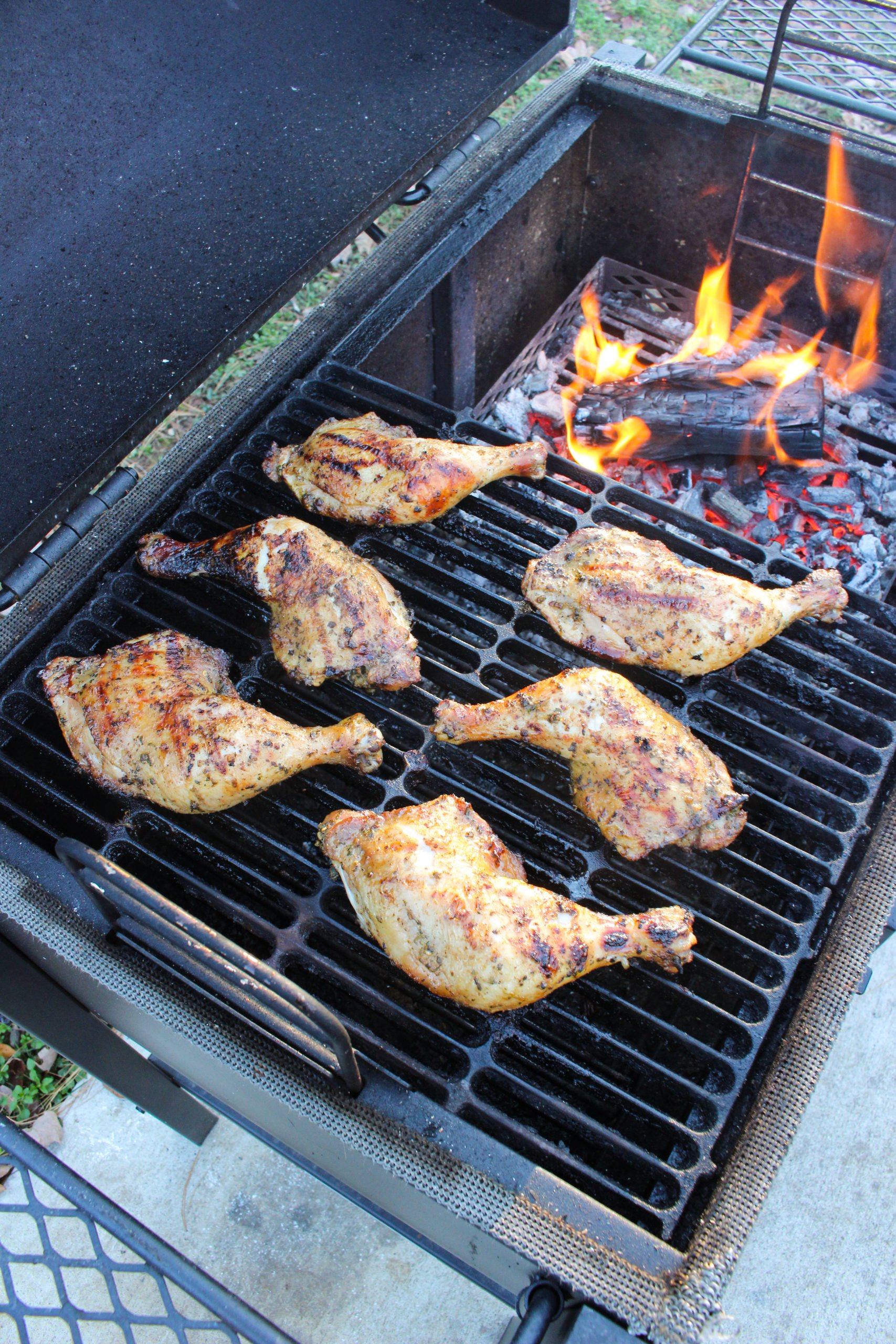 Grilled Mojo Chicken finishing off by indirect cooking.