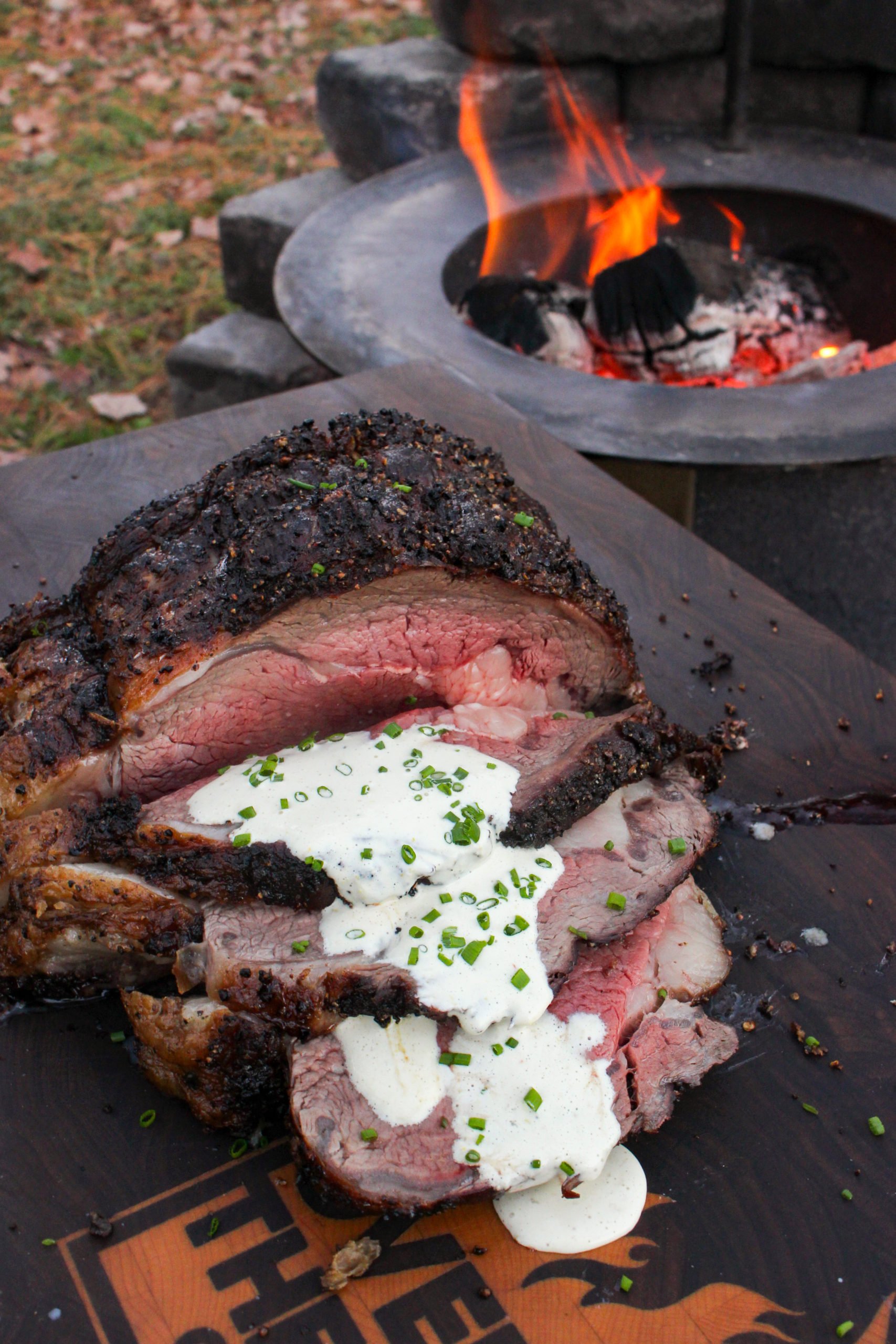 Hanging Prime Rib with the Creamy Jalapeño Horseradish sauce. 