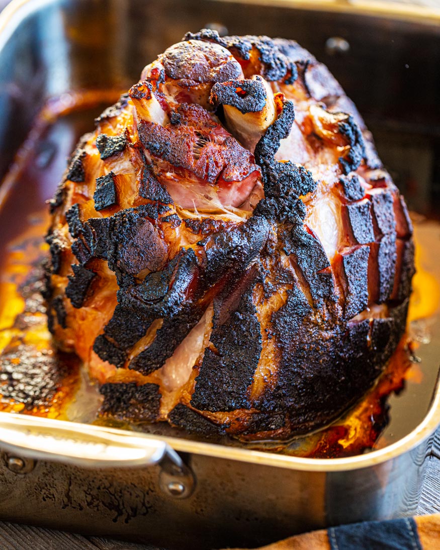 Smoked Pulled Ham Sandwiches coming out of the smoker. 