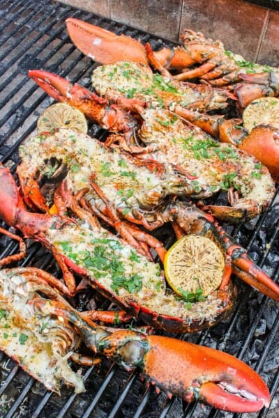 Grilled Lobster With Garlic Butter Recipe - Over The Fire Cooking
